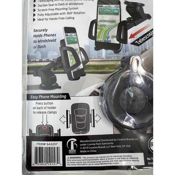 Samsonite Car Telescoping Smartphone Holder Mount Fits All Phone Hands Free - Picture 4 of 4